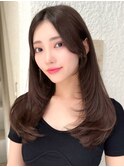 くびれヘアアプリコットオレンジ夏ヘアハイライトカラー
