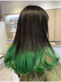 裾カラー、エメラルドグリーン、グリーンカラー【草加】