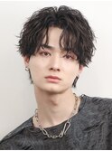メンズ韓国センターパートシャドウパーマスパイラル