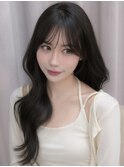 韓国ロングヘア レイヤーカット 顔周りカット