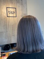 ニコ ヘアリラクゼーション(Nico hair relaxation)&nbsp;20代30代カジュアル系ストレートぱつっとボブホワイトシルバー