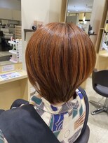 デザイニングヘアードゥ(designing hair Deux)&nbsp;ハイライトオレンジカラーショートボブ【ブリーチ/ハイライト】
