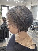 白髪ぼかし/ハイライト/大人ショート
