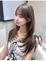 ロンドガーネット 池袋(Lond garnet)&nbsp;ミニウルフレイヤーカット顔周り前髪韓国ミディアムロング/池袋