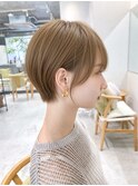 透明感カラー ボブ 前髪 ショート カラー ブリーチ&ダブルカラー
