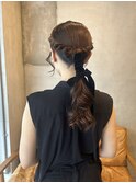 ベロアリボン/ヘアセット/ヘアアレンジ/結婚式ヘア/お呼ばれヘア