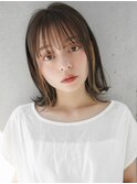 ショコラベージュ ボブルフ  ベビーバング カール くびれヘア