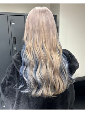 ベレーザ 渋谷(BELEZA) 5545インナーカラーブルージュブルーシルバーレイヤーロング