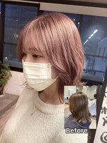 コワファースト長崎シャンプーボーイ 2nd(COIFF1RST 長崎 SHAMPOO BOY)&nbsp;長崎 ケアブリーチ ダブルカラー ピンクベージュ