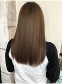 20代30代オリーブベージュ髪質改善カラー艶感ストレート