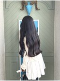 黒髪ロング×韓国風ウェーブ巻き