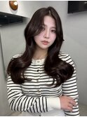 ミディアムレイヤーハッシュカット顔周りカット韓国ヘア