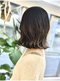 ナチュラル外ハネボブ×パールベージュハイライト