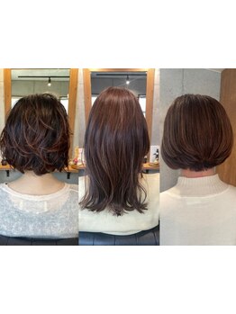 《自然に馴染む白髪染め/白髪ぼかし》伸びても目立ちにくい白髪ぼかしハイライトやリタッチでキレイが続く*