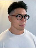 ナチュラルパーマ オールバック フェードカット 30代