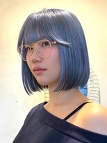 ロティー 天神(loty)&nbsp;ハイトーン ボブ ダブルカラー ペールブルー ケアブリーチ 20代