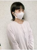 ボブロブヘアカーキグレージュオリーブベージュ大人かわいい小顔