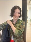ボブパーマ/黒髪パーマ/切りっぱなしボブ/ショートボブ