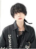 編み込み波巻きパーママッシュウルフ