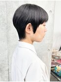 =ハンサムショート丸みショートマッシュショート黒髪30代40代
