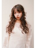 デジタルパーマロングヘアブラウンカラー