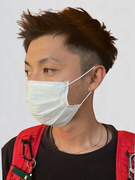 メンズカット ツーブロック 刈り上げ ブラウンカラー 30代40代