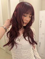 ノラギンザユー(NORA GINZA/U)&nbsp;暖色カラーチェリーレッドレイヤーカット顔まわりカット赤