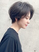 大人可愛い耳かけショートボブダークアッシュブラウン