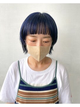 リノショアーズ ショウナン 辻堂店(RinoShores SHONAN) 大人可愛いブルーブラック外国人風カラーブリーチ外ハネ