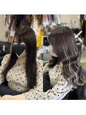 長さを変えずにエクステでハイライト