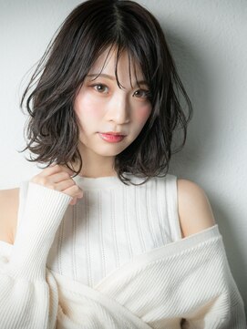 モッズヘア 越谷(mod's hair) アッシュブラック抜け感黒髪エアリーミディ204s越谷20代30代40代
