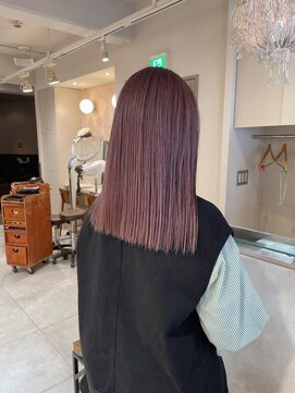 キャンバス バイ ネオリーブ 横浜西口(Canvas by neo.) 切りっぱなしカット ラベンダーピンク ブリーチ