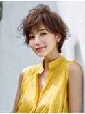 ☆ホワイトグレージュミニウルフデジタルパーマチェリーブラウン