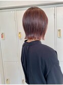レッドブラウン×切りっぱなしボブ