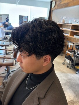 メンズ カノエ 山口小郡店(Men’s CANOE) センターパート×スパイラルパーマ