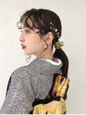 卒業式　成人式　振袖　袴　着付け　ヘアセット　金箔ヘア☆