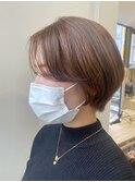 丸みショート×ブリーチなしベージュ