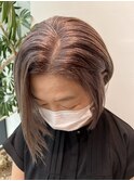 地毛に馴染む白髪ぼかし　グレージュ　脱白髪染め
