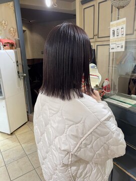 キャンバス バイ ネオリーブ 横浜西口(Canvas by neo.) 切りっぱなしロブ/ラインボブ/ダークパープル/sn