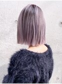 パープルグレーボブ_チェリーブラウンフェミニンロング_ba357703