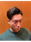 銀座 理容室 メンズショート ハードパートスタイル