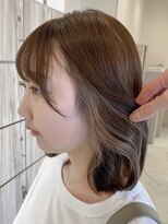 グランデュール 東静岡池田店(GRANDEUR)&nbsp;ダブルカラーショートボブインナーカラーハイライトケアブリーチ