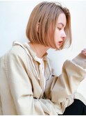 【梶川】切りっぱなしボブ×ミルクティベージュ[ワンレン/小顔]