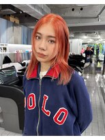 ハイトーンシャイニーオレンジカラーローレイヤーストレート