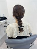 編み下ろし　三つ編み　お呼ばれヘア