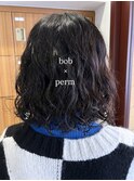 ボブ×パーマ