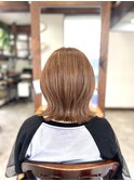 ブリーチなしカラーミルクティーボブ