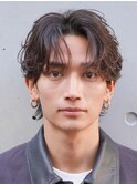 渋谷メンズパーマルーズパーマシャドウパーマセンターパート緩め