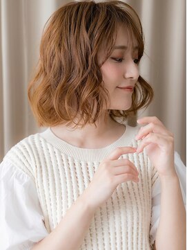 カバーヘア ブリス 北浦和(COVER HAIR bliss) シースルーバングミルクブラウンゆるふわボブパーマ20代30代W