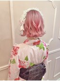 【着付け＋ヘアセット】ヘッドドレスとふわふわボブアレンジ♪